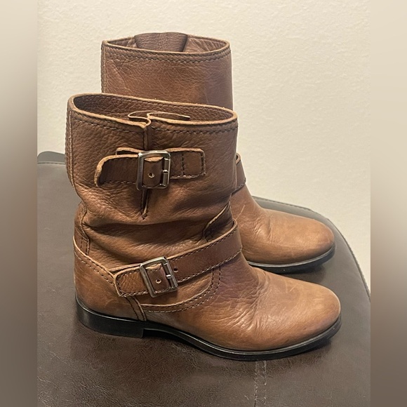 Prada | Shoes | Authentic Prada Women Buckle Moto Leather Boots 36